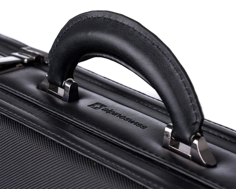 Alpine Swiss Mens Briefcase Hard Side Business Case Expandable Attache Case For Men Dual Combination Locks Multiple Organizers Manufacturer s Warranty