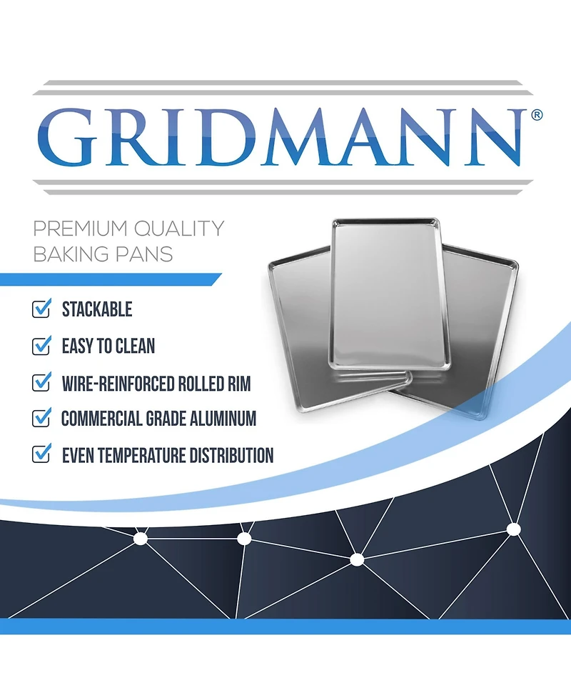 Gridmann 18" x 26" Commercial Grade Aluminum Perforated Baking Sheet Pan, Full Size Baking Tray