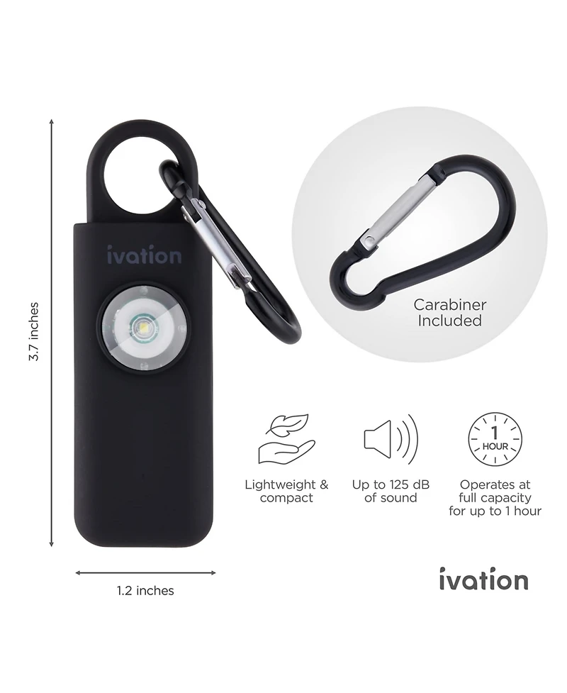 Ivation Personal Sos Keychain Alarm, Rechargeable Personal Alarm