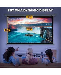 Kodak 100" Manual Pull Down Projector Screen, Large 16:9 Retractable Projector Screen