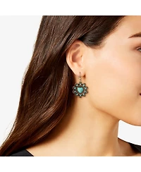 Jessica Simpson Women's Turquoise Stone Ornate Heart Earrings