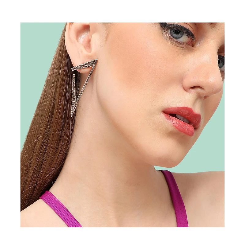 Sohi Women's Geometric Bling Drop Earrings