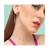 Sohi Women's Geometric Bling Drop Earrings