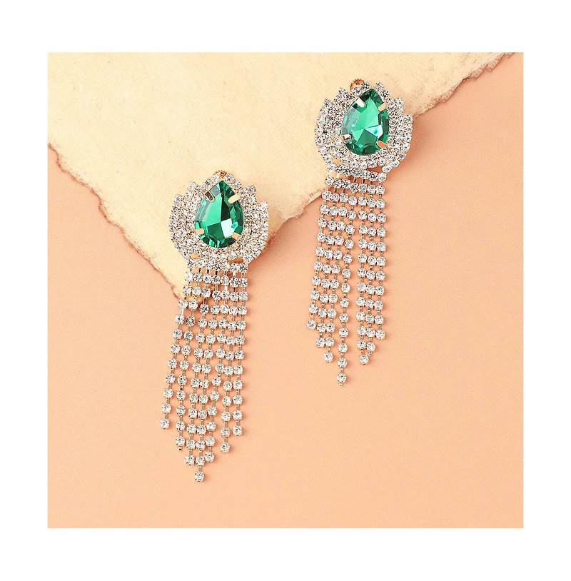 Sohi Women's Teardrop Bling Drop Earrings