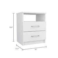 Streamdale Furniture Napoles Nightstand, Superior Top, Two Drawers, One Shelf