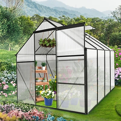 Durable 6x8 Ft Polycarbonate Greenhouse with Raised Base