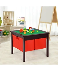 Slickblue 2-in-1 Kids Double-sided Activity Building Block Table with Drawers
