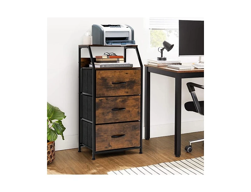 Freestanding Cabinet Dresser with Wooden Top Shelves