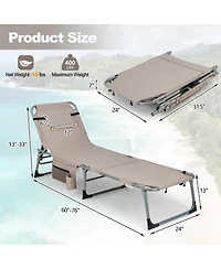 5-Position Outdoor Folding Chaise Lounge Chair