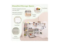 Corner Kids Play Kitchen with Washing Machine & Ice Maker Perfect Gift for Creative Play