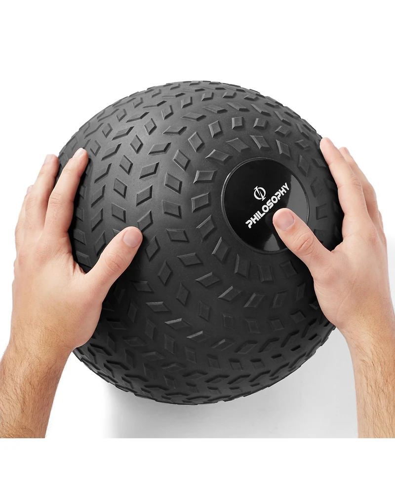 Philosophy Gym Slam Ball, 25 Lb - Weighted Fitness Medicine Ball with Easy Grip Tread