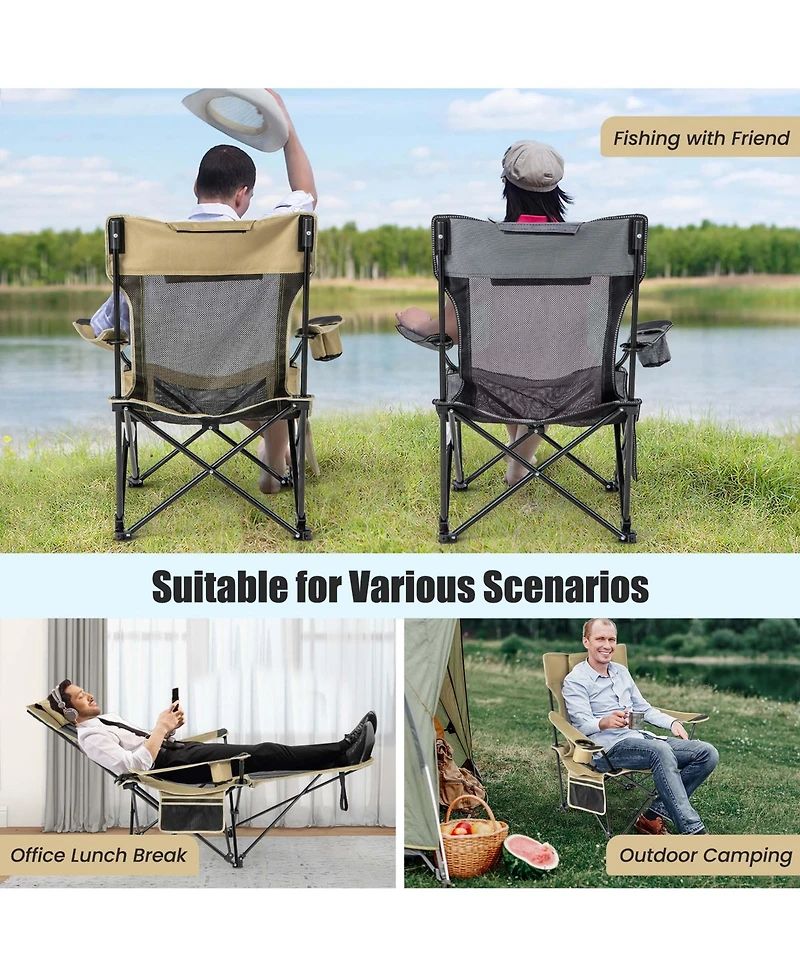 Folding Camping Chair with Detachable Footrest