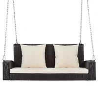 Streamdale Wicker Hanging Porch Swing with Cushion and Pillow