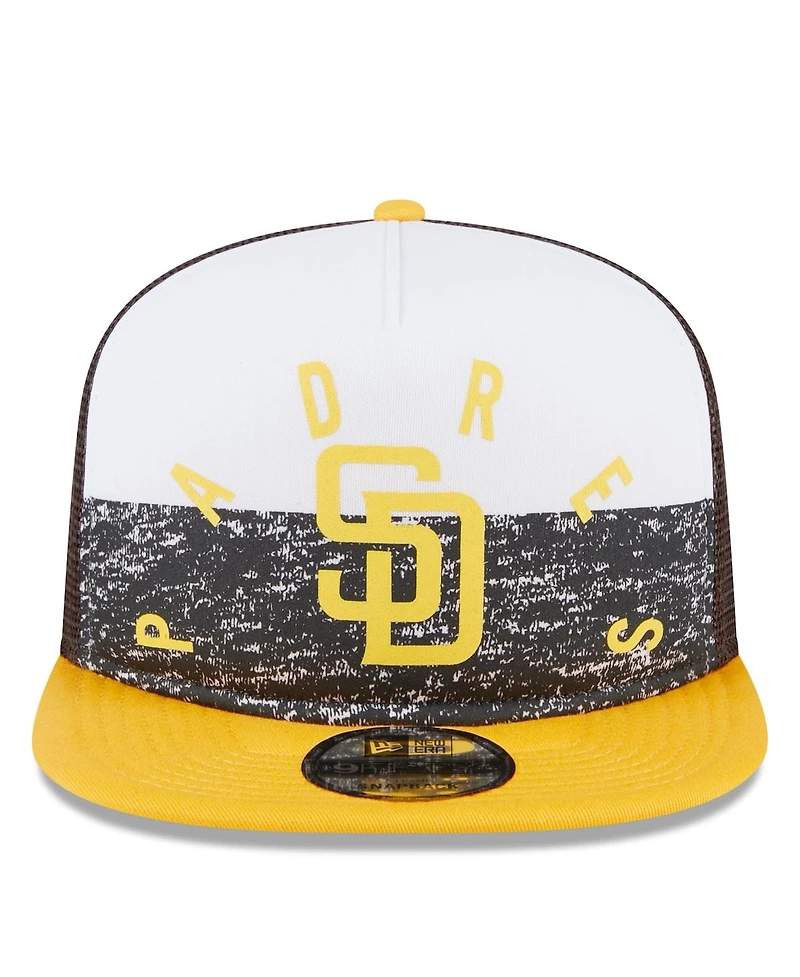 New Era Men's White/Gold San Diego Padres Team Foam Front A-Frame Trucker 9FIFTY Snapback Hat