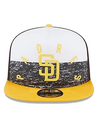New Era Men's White/Gold San Diego Padres Team Foam Front A-Frame Trucker 9FIFTY Snapback Hat