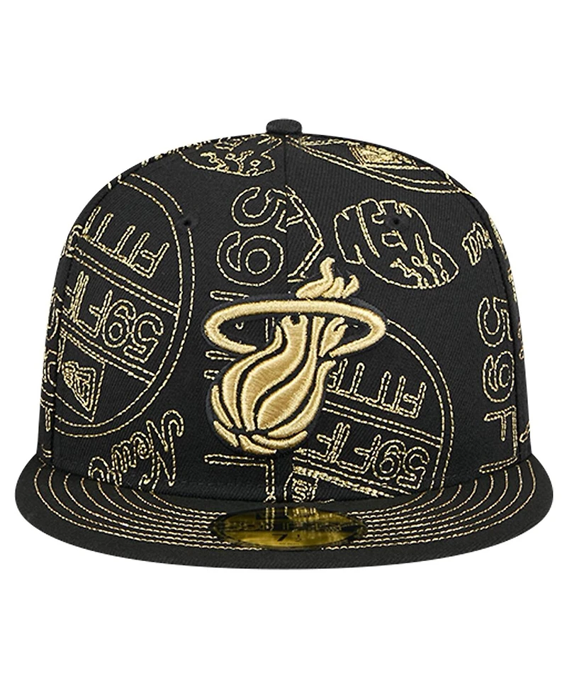 New Era Men's Miami Heat 59FIFTY Day Allover Print Stencil Fitted Hat