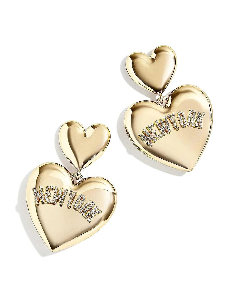 Wear by Erin Andrews x Baublebar New York Yankees Heart Statement Drop Earrings