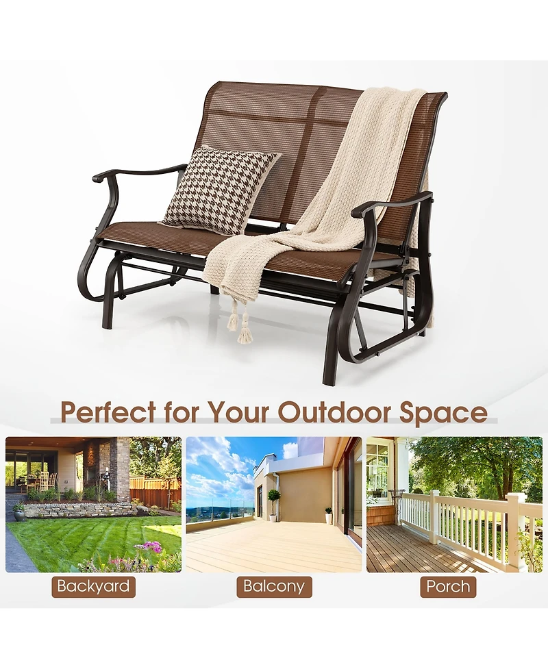 Costway 2-Person Patio Swing Glider Bench Loveseat Rocking Chair High Back Deck