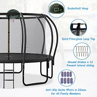 Streamdale Furniture Kids 16FT Trampoline with Safety Enclosure & Basketball Board