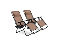 Slickblue 2 Pieces Folding Lounge Chair with Zero Gravity
