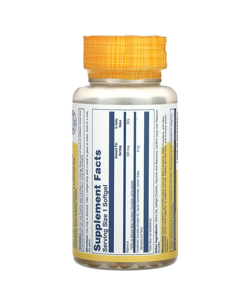 Solaray Food Carotene, Vitamin A 10000 Iu | Healthy Skin, Eyes, Antioxidant & Immune Support