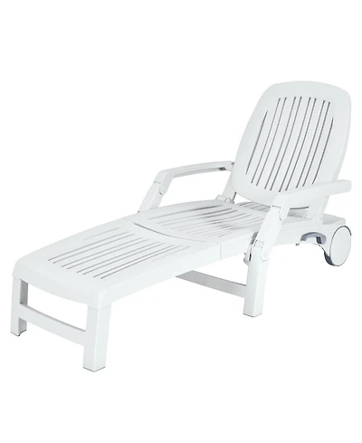 Slickblue Adjustable Patio Sun Lounger with Weather Resistant Wheels