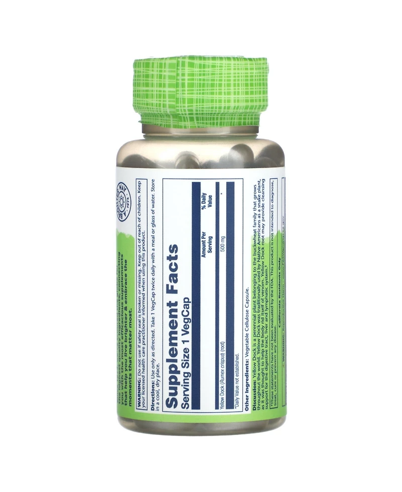 Solaray True Herbs Yellow Dock 500 mg