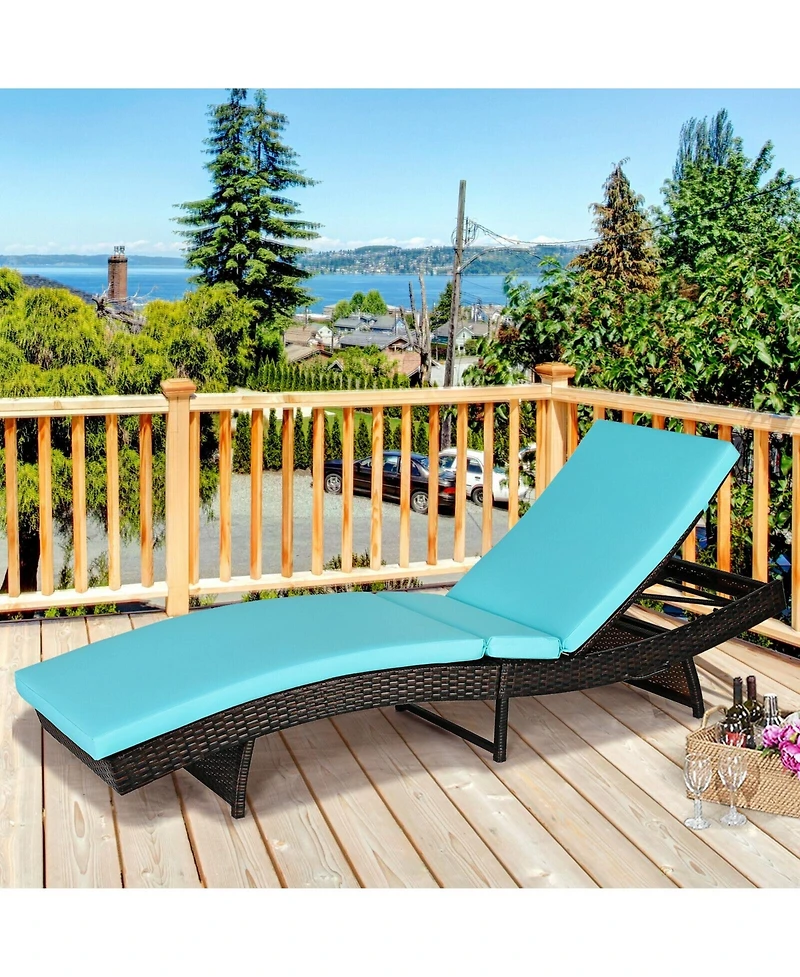 Slickblue Patio Folding Chaise Lounge with 5 Adjustable Levels and Cushion