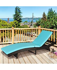 Slickblue Patio Folding Chaise Lounge with 5 Adjustable Levels and Cushion