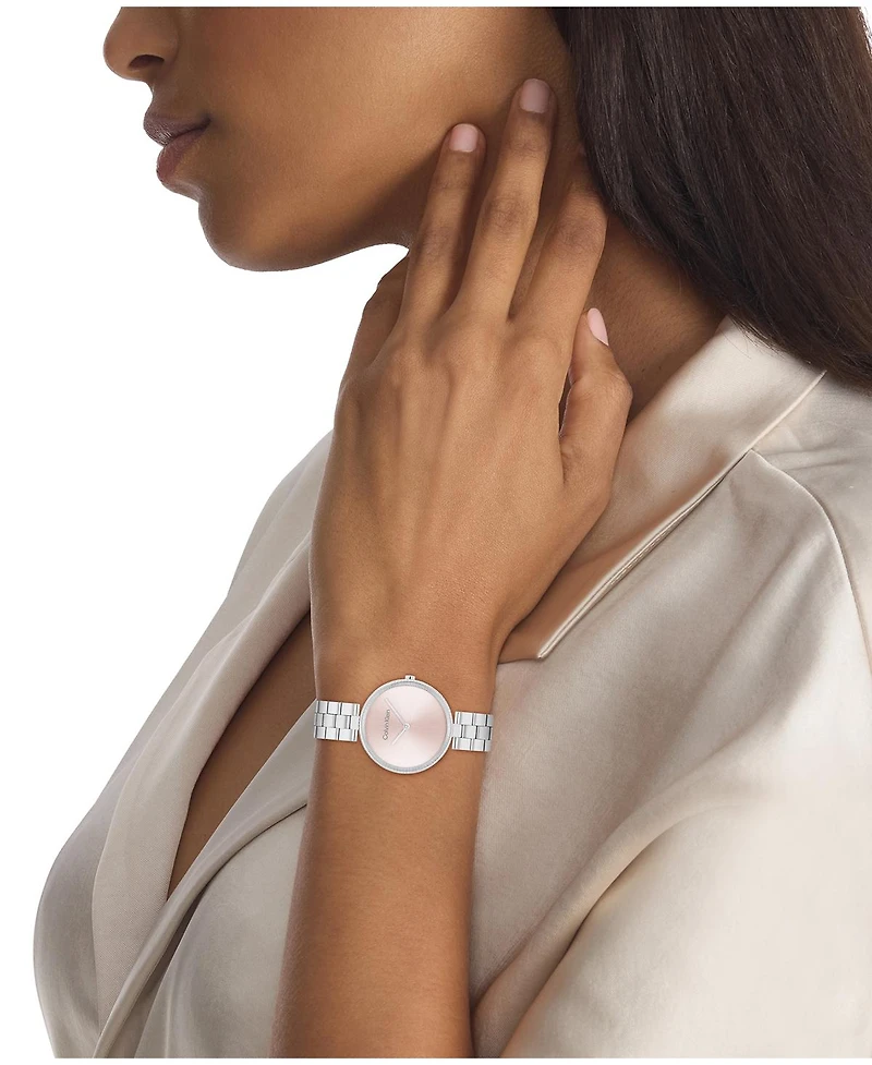Calvin Klein Women's Gleam Silver-Tone Stainless Steel Bracelet Watch 32mm
