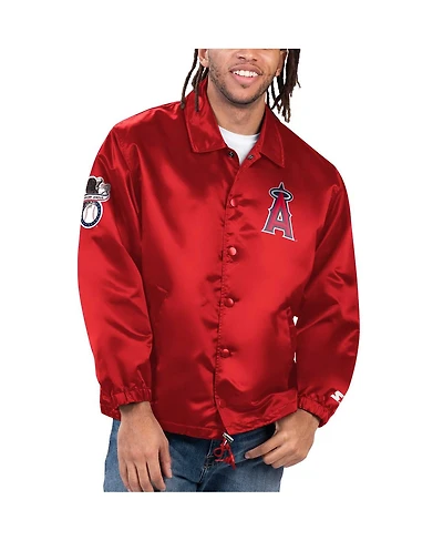 Starter Men's Red Los Angeles Angels Option Route Satin Full-Snap Jacket