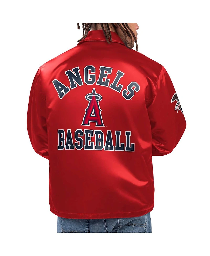Starter Men's Red Los Angeles Angels Option Route Satin Full-Snap Jacket