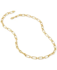 Italian Silver Square Rolo Link 22" Chain Necklace in 18K Gold-Plated Sterling Silver