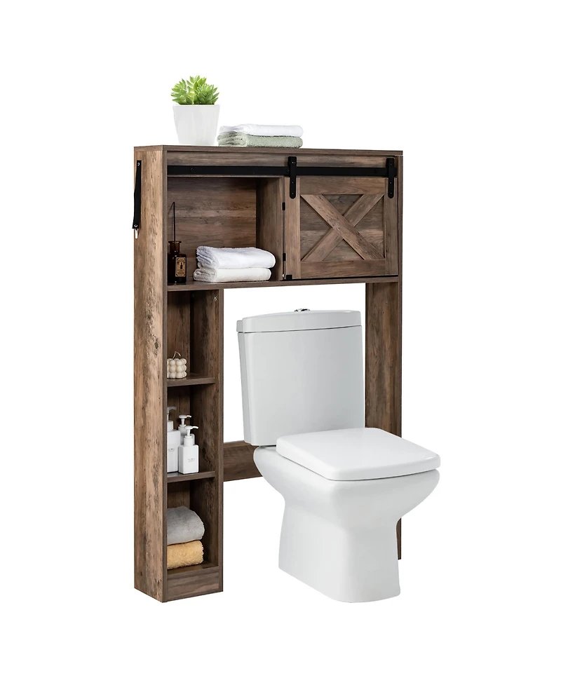 Over the Toilet Bathroom Storage Cabinet with Sliding Barn Door