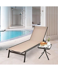 Slickblue Outdoor Reclining Chaise Lounge Chair with 6-Position Adjustable Back