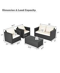Costway 8PCS Patio Rattan Furniture Set Cushioned Sofa Chair Coffee Table Black