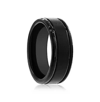 Metallo Brushed & Polished Black Tungsten Ring