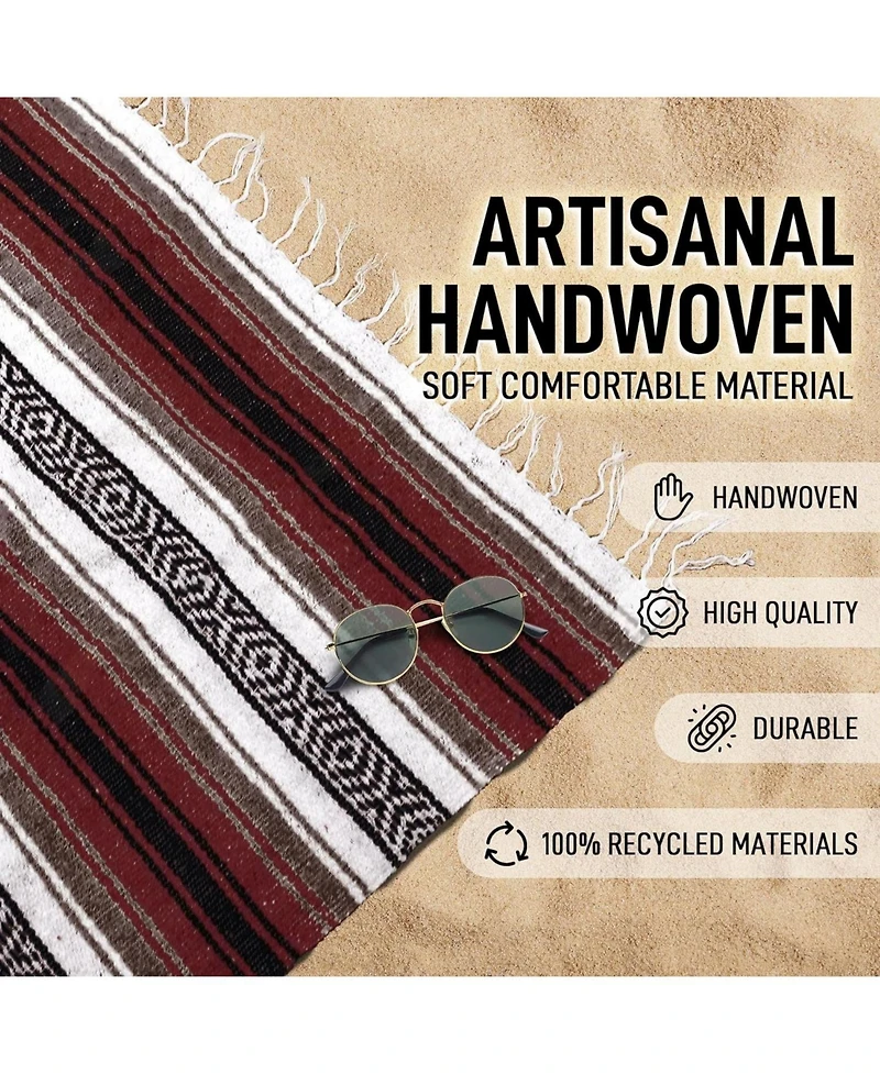Authentic Large Handwoven Mexican Blanket - Durable Serape