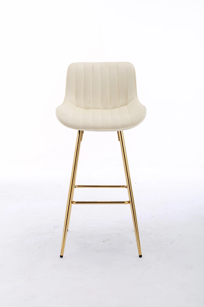 Streamdale Golden Velvet Bar Stools with Chrome Footrest