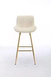 Streamdale Golden Velvet Bar Stools with Chrome Footrest