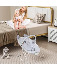 Slickblue Boys Portable Baby Bouncer Rocker Seat with Detachable Toy Bar-Gray