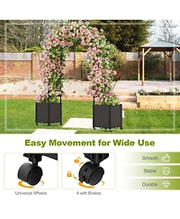 Slickblue 6.6 Feet Arch Arbor Trellis with 2 Planter Boxes & Detachable Pe-Coated Metal Tubes-Black