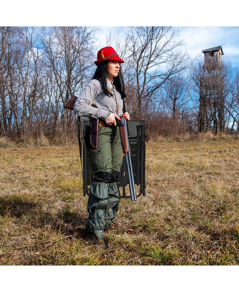 Slickblue All weather Outdoor Foldable 360 Degree Swivel Chair with Iron Frame