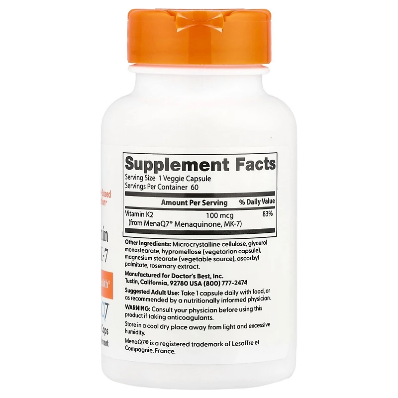 Doctor's Best Natural Vitamin K2 Mk-7 100 mcg
