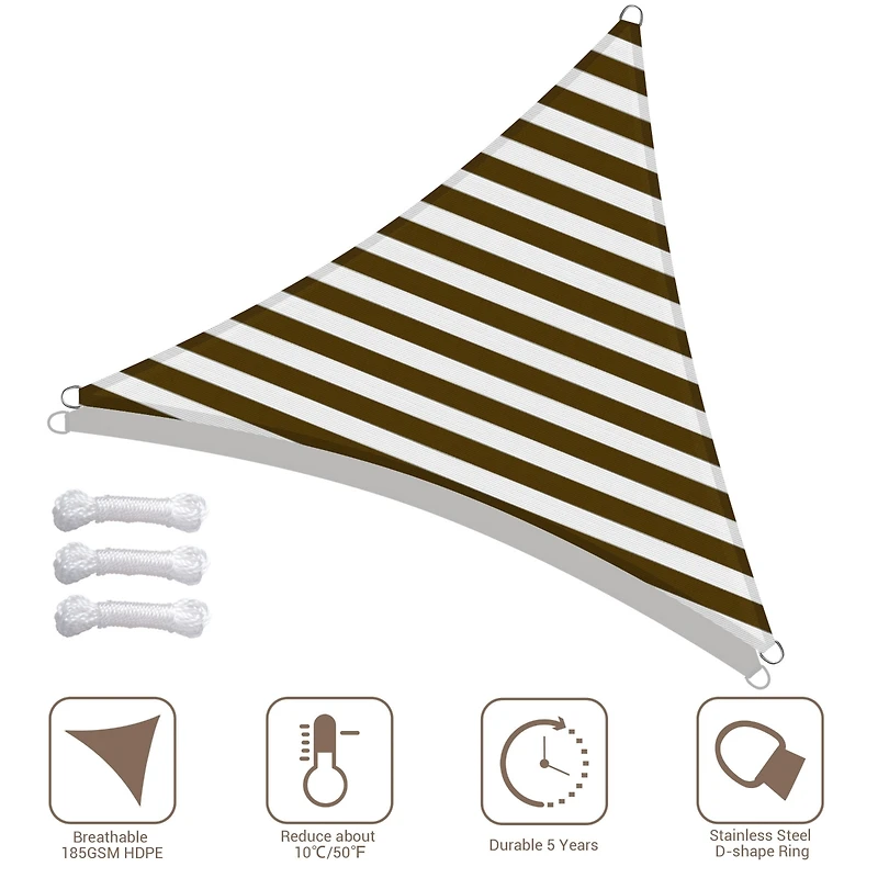 3 Ft 97% Uv Block Hdpe Triangle Sun Shade Sail Canopy Outdoor Patio Poolside