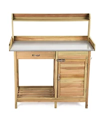 Slickblue Outdoor Garden Wooden Work Station Potting Bench