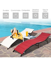 Slickblue 2Pcs Folding Patio Lounger Chair