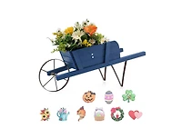 Slickblue Wooden Wagon Planter with 9 Magnetic Accessories for Garden Yard