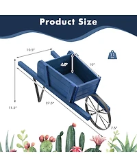 Slickblue Wooden Wagon Planter with 9 Magnetic Accessories for Garden Yard
