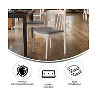 Emma+Oliver Charlize Set Of 2 Solid Wood Dining Chairs With Spindle Backrests And Vinyl Seats